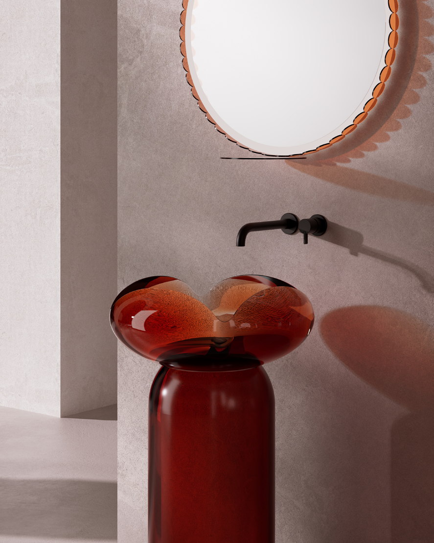  Chậu lavabo chân dài trong suốt - HZ0811T-Red 