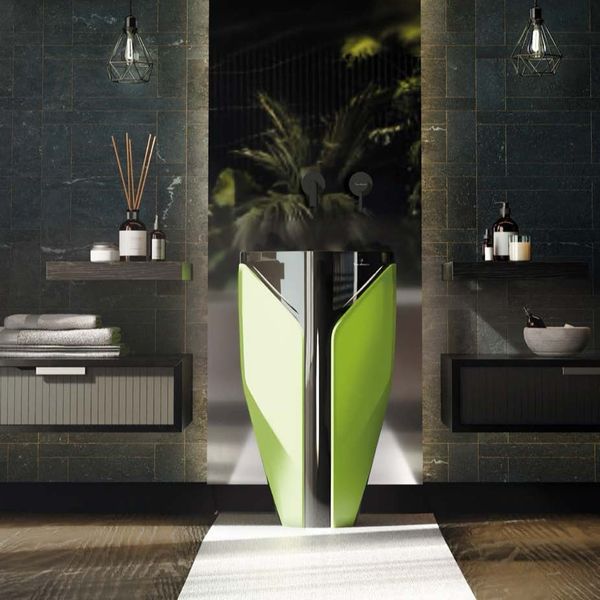  Chậu Lavabo Chân Dài Phong Cách Lamborghini Green Mat Metal - Black Mat 