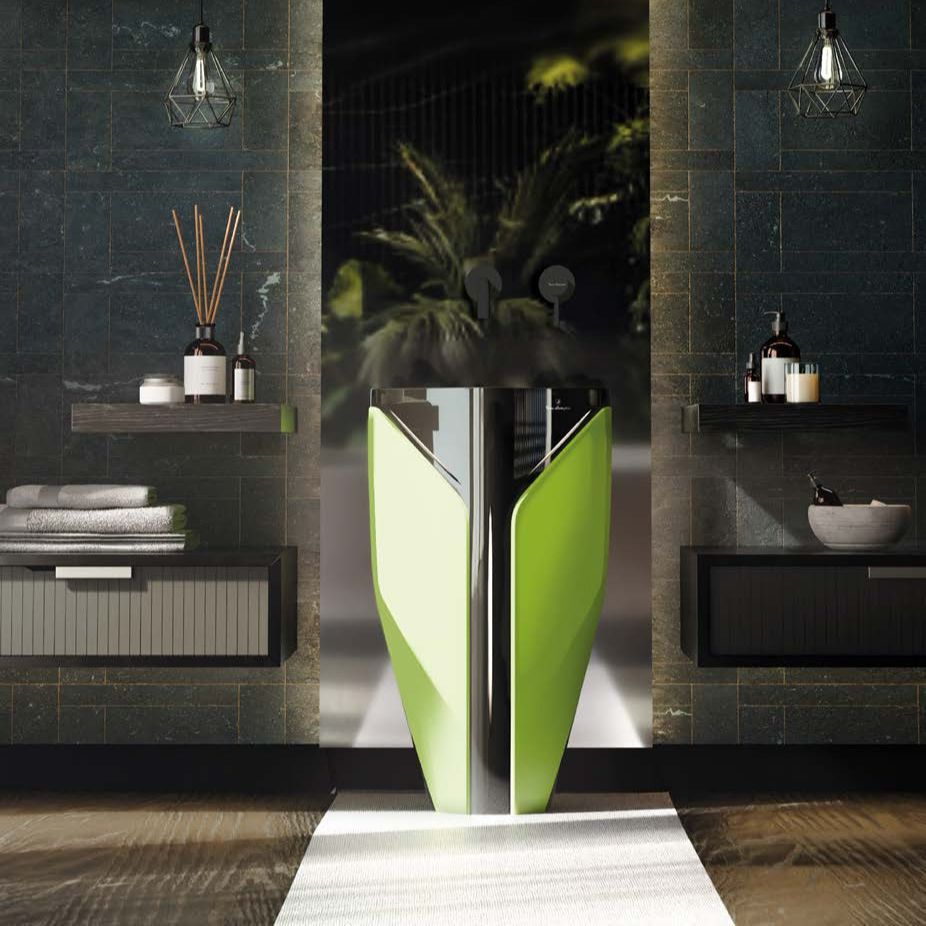  Chậu Lavabo Chân Dài Phong Cách Lamborghini Green Mat Metal - Black Mat 
