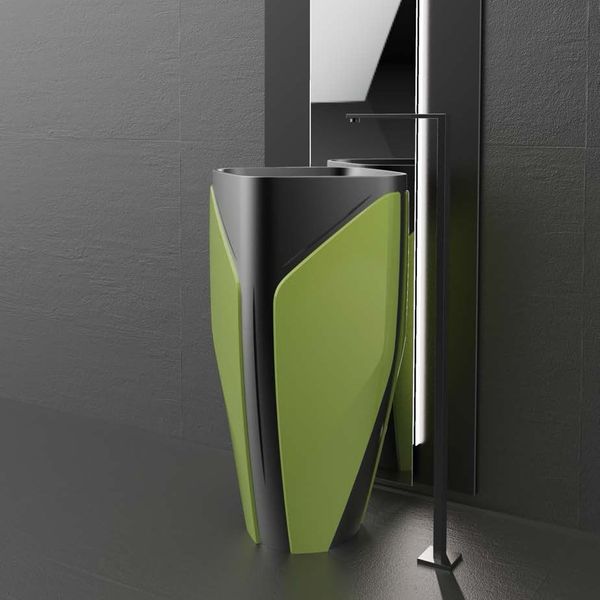  Chậu Lavabo Chân Dài Phong Cách Lamborghini Green Mat Metal - Black Mat 