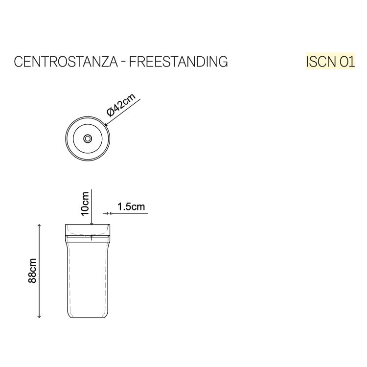  Chậu lavabo chân dài đặt sàn trong suốt - IRIS 01 