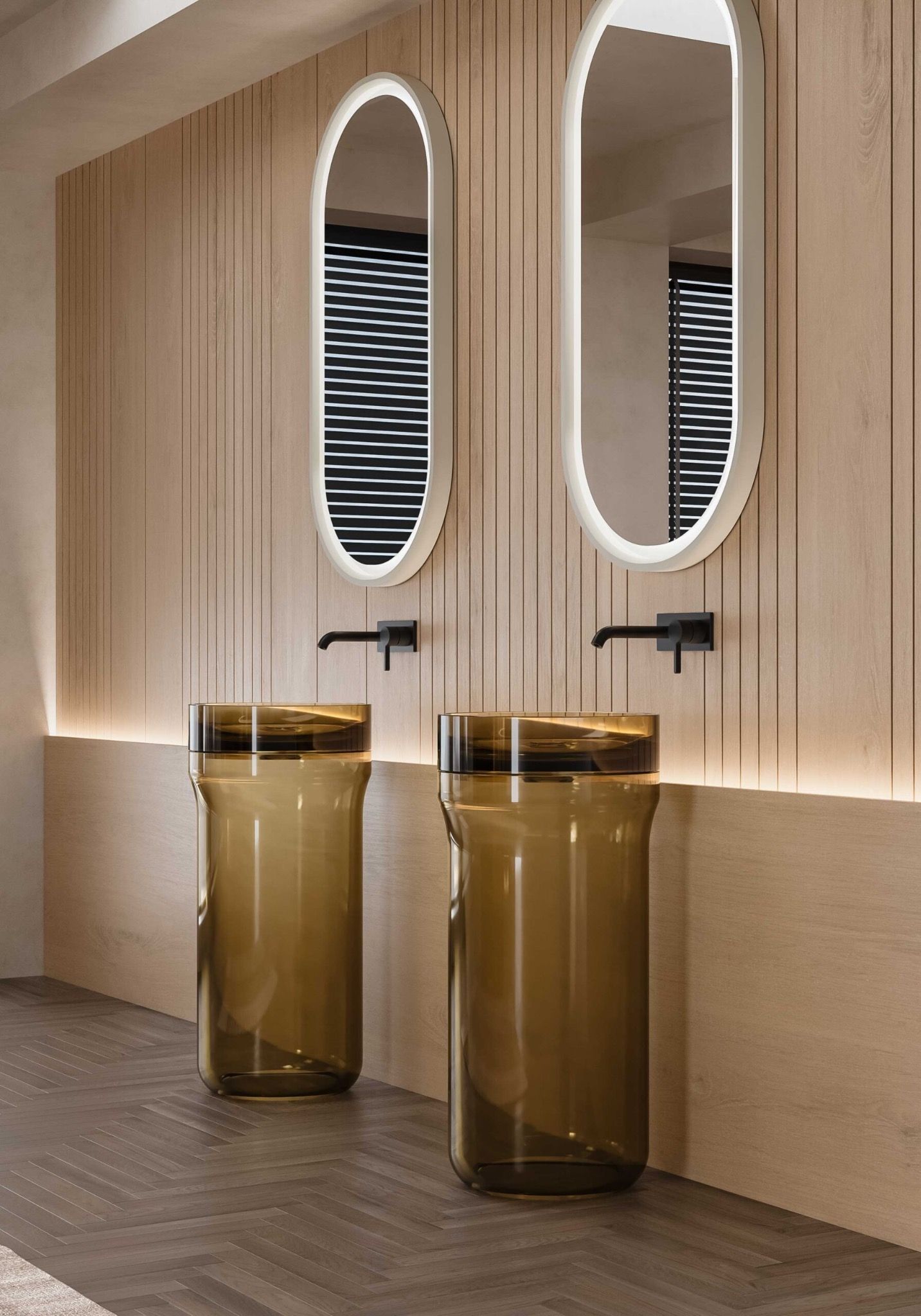  Chậu lavabo chân dài đặt sàn trong suốt - IRIS 01 