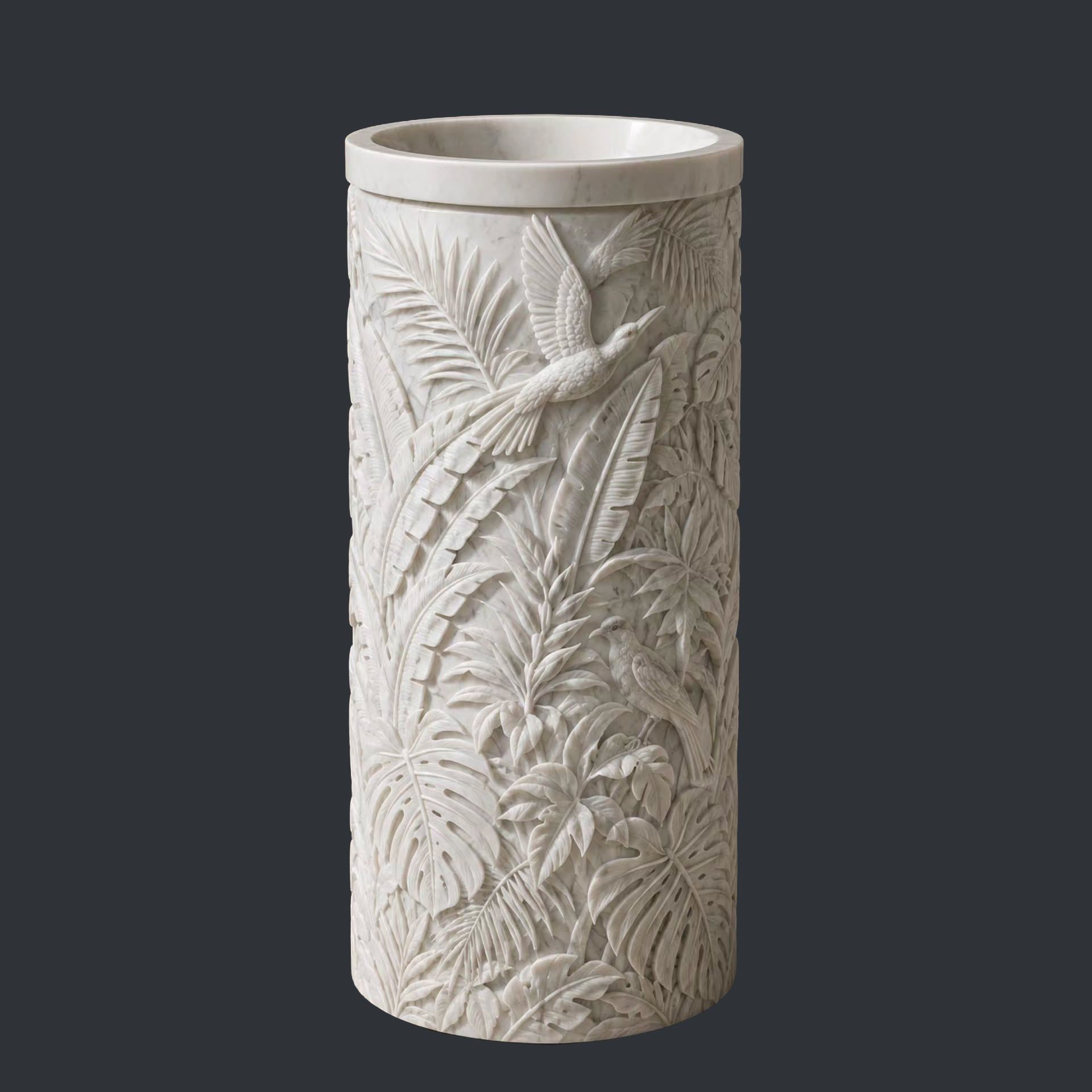 Chậu rửa mặt chân dài bằng đá marble tự nhiên - Jungle 