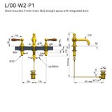  Vòi chậu lavabo 3 lỗ bằng đồng Carpe & Lyre - L/00-Y2-P1 
