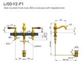  Vòi chậu lavabo 3 lỗ bằng đồng Carpe & Lyre - L/00-Y2-P1 