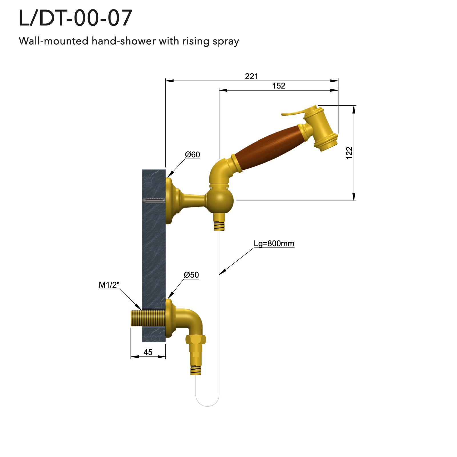  Vòi xịt vệ sinh gắn tường bằng đồng Carpe & Lyre - L / DT-00-07 