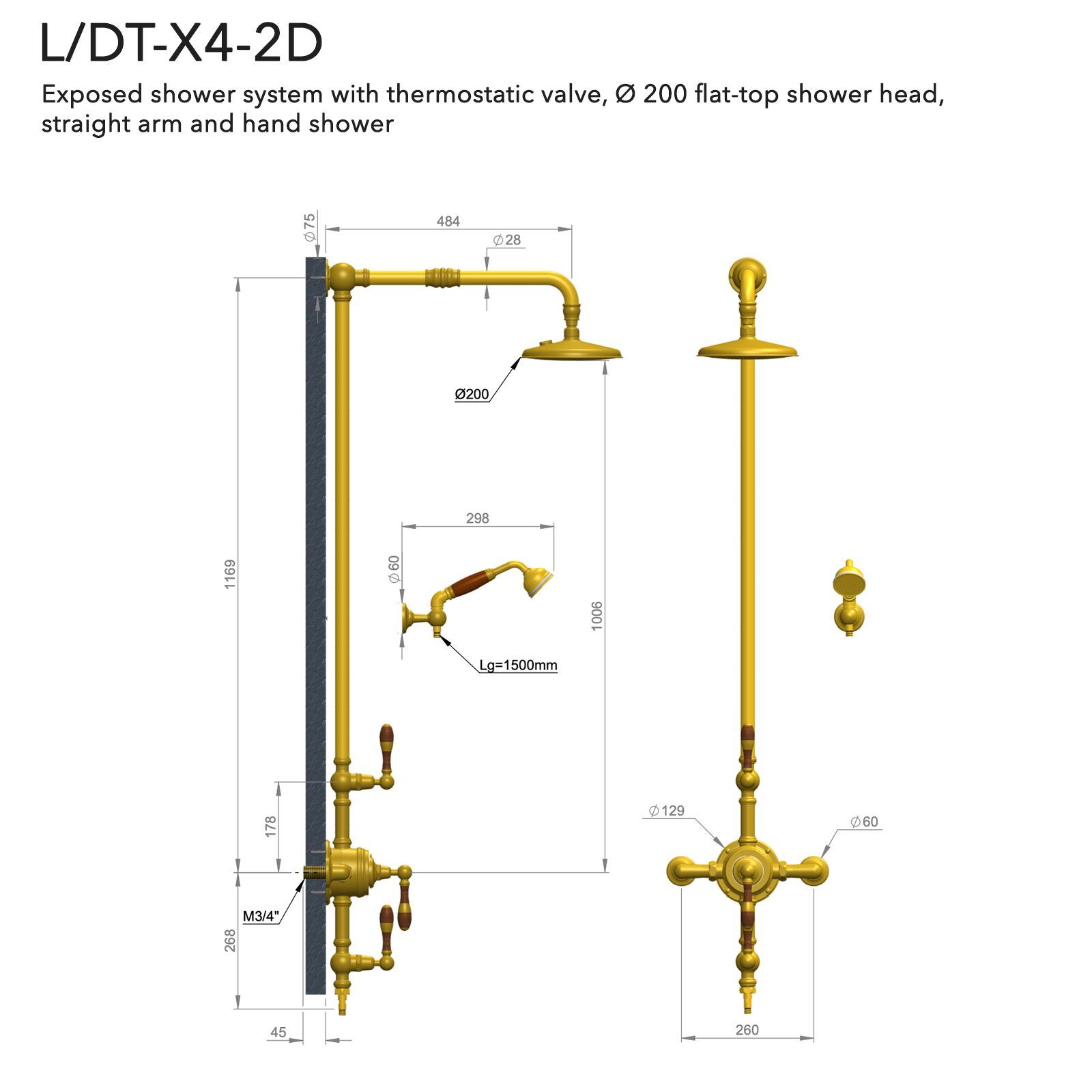  Sen cây gắn tường bằng đồng Carpe & Lyre - L / DT-X4-2C 