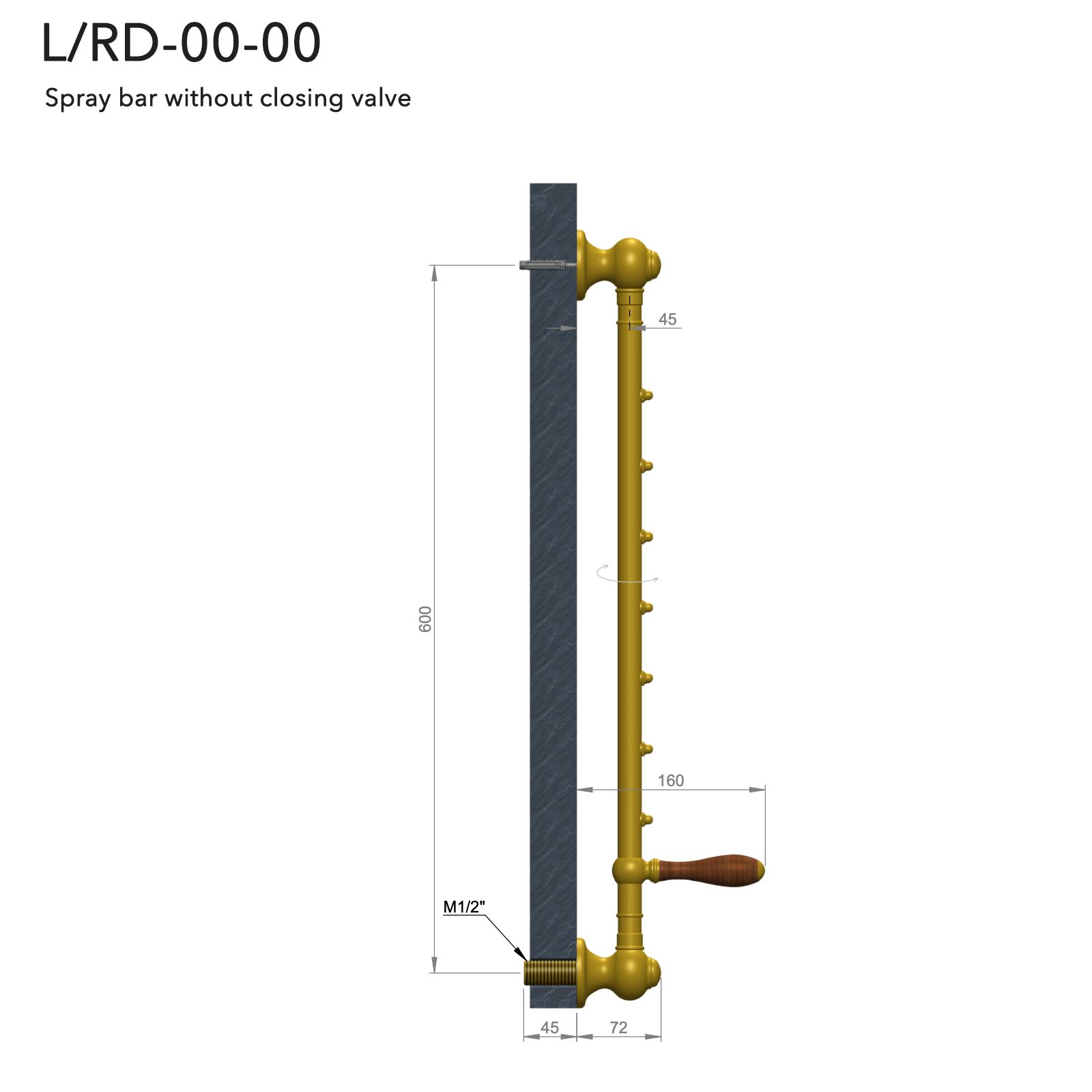  Thanh phun nước massage gắn tường bằng đồng Carpe & Lyre - L / RD-00-00 