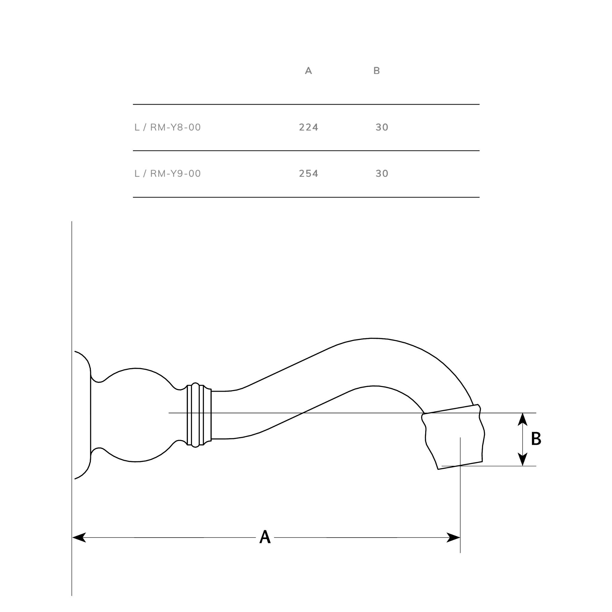  Vòi nước bồn tắm gắn tường bằng đồng Carpe & Lyre - L / RM-Y8-00 