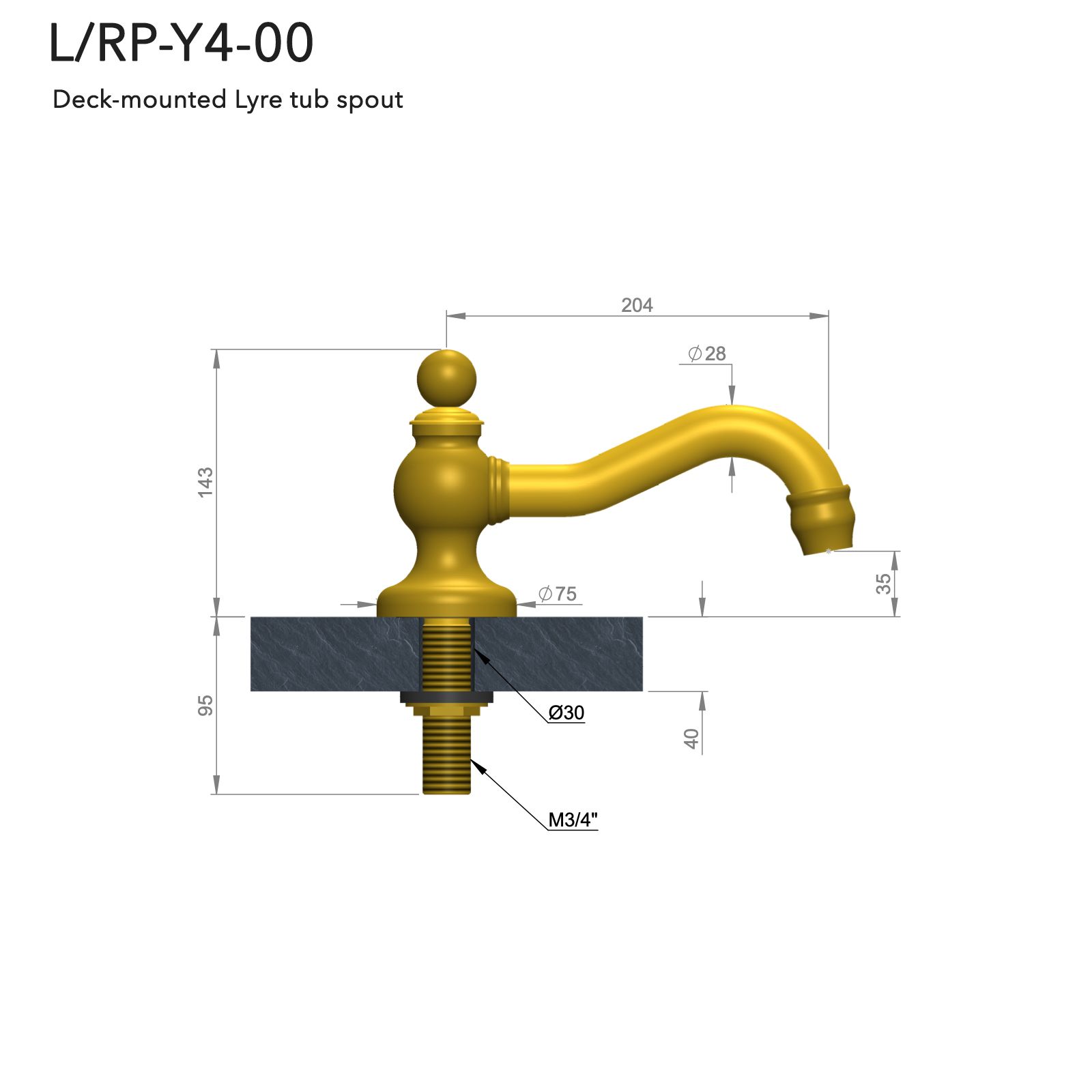  Vòi nước bồn tắm bằng đồng Carpe & Lyre - L / RP-Y4-00 