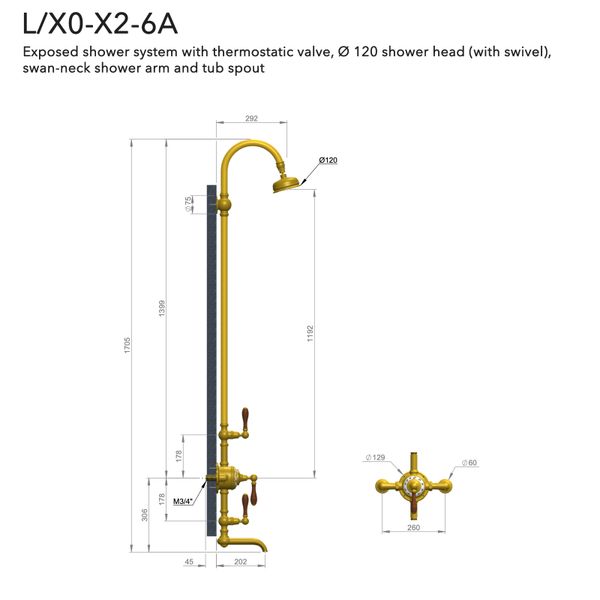  Sen cây gắn tường bằng đồng Carpe & Lyre - L / X0-X2-6A 