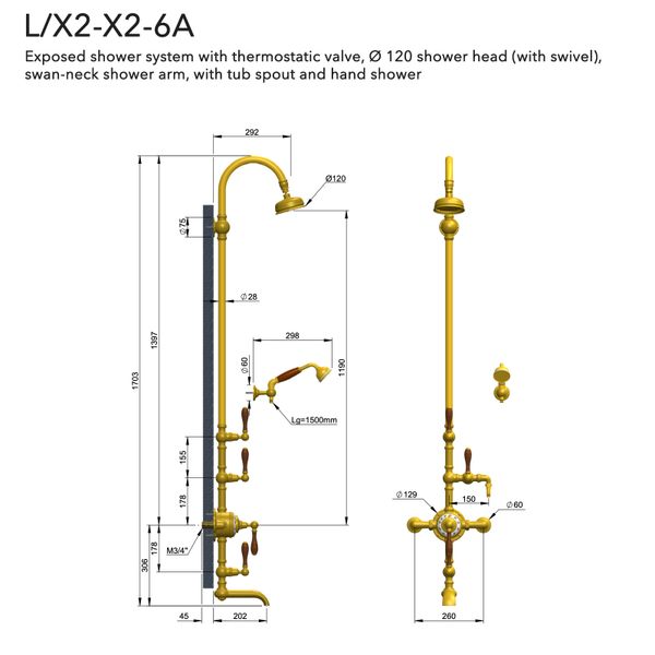  Sen cây gắn tường bằng đồng Carpe & Lyre - L / X2-X2-6A 