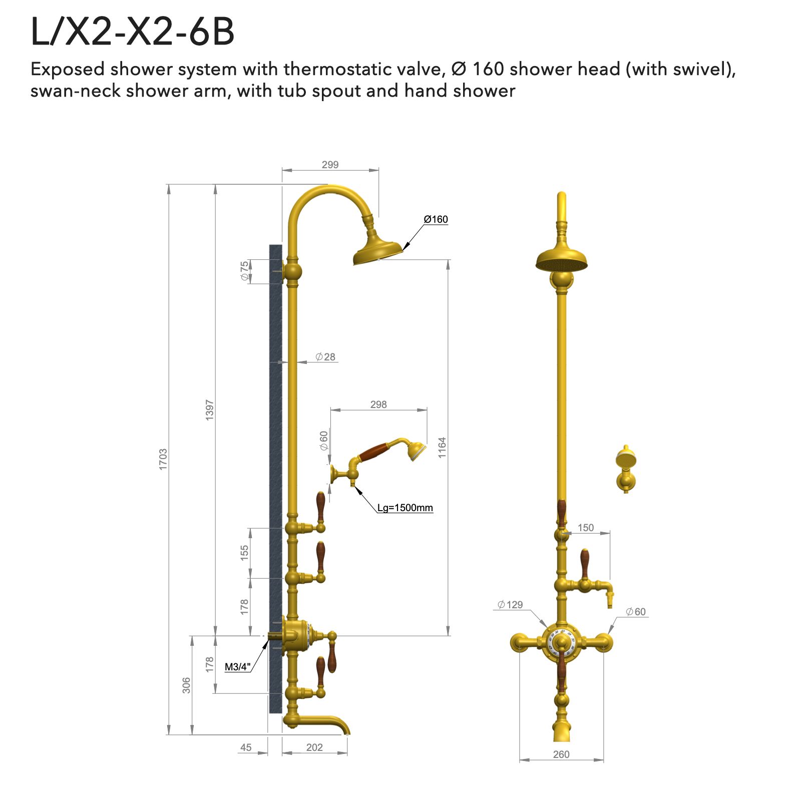  Sen cây gắn tường bằng đồng Carpe & Lyre - L / X2-X2-6A 