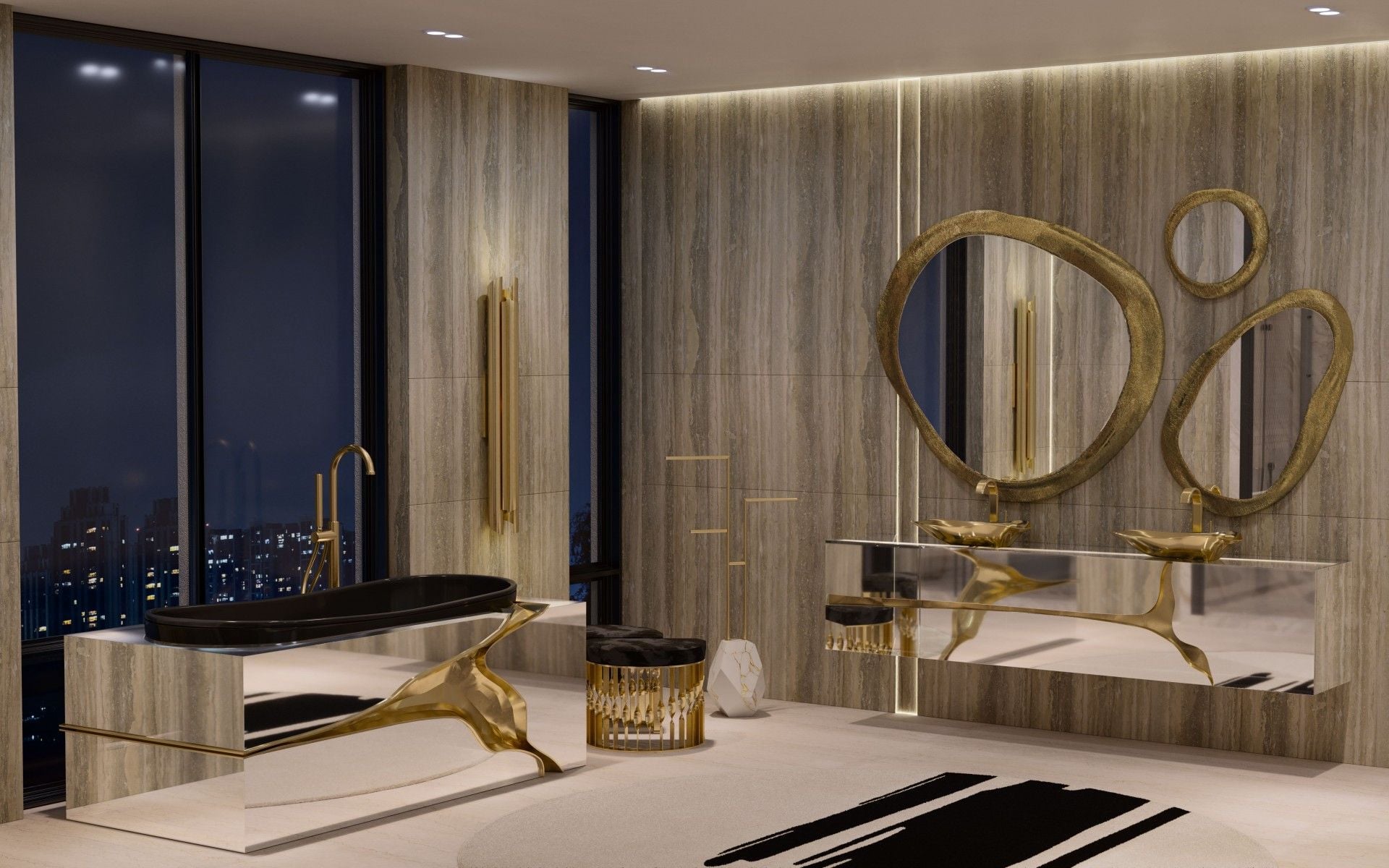  Bồn tắm Lapiaz Black Alu Gold 