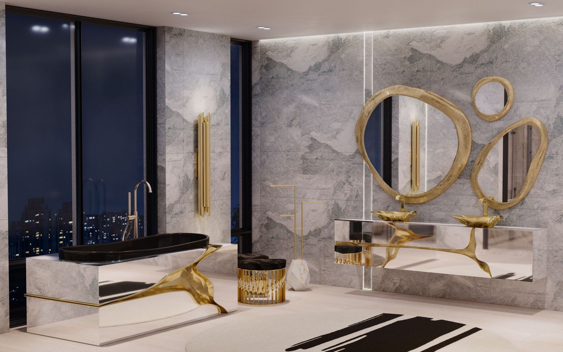  Bồn tắm Lapiaz Black Alu Gold 