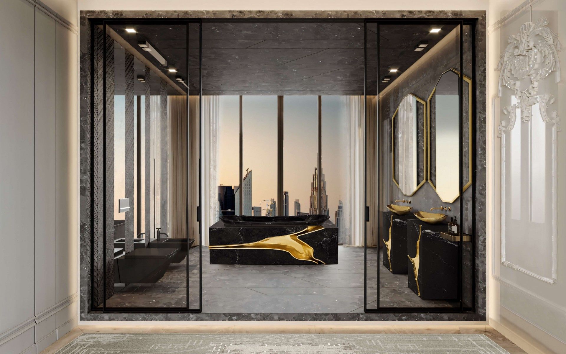  Bồn tắm Lapiaz Marble Black Black Gold 