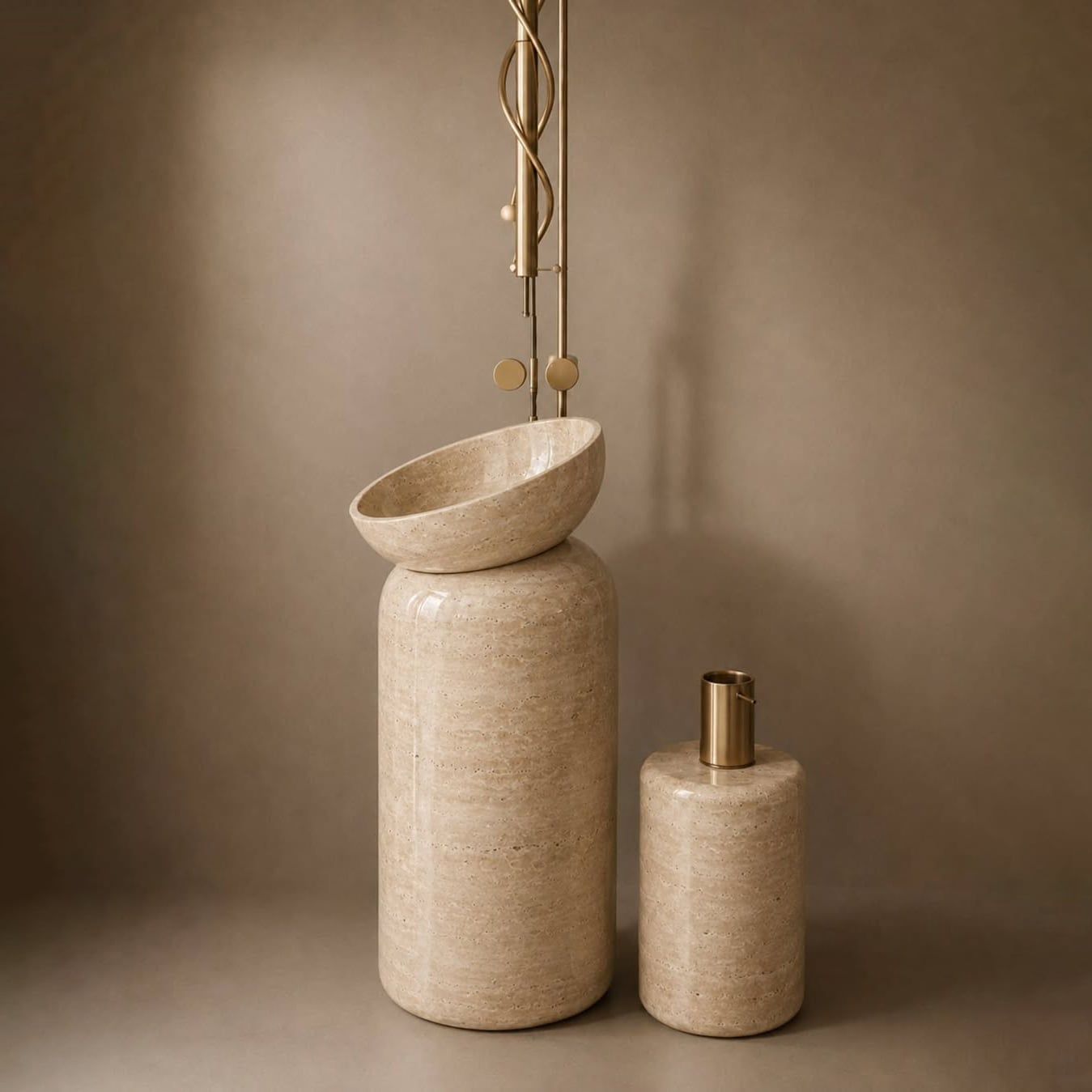  Chậu rửa mặt chân dài bằng đá marble tự nhiên - Lux 
