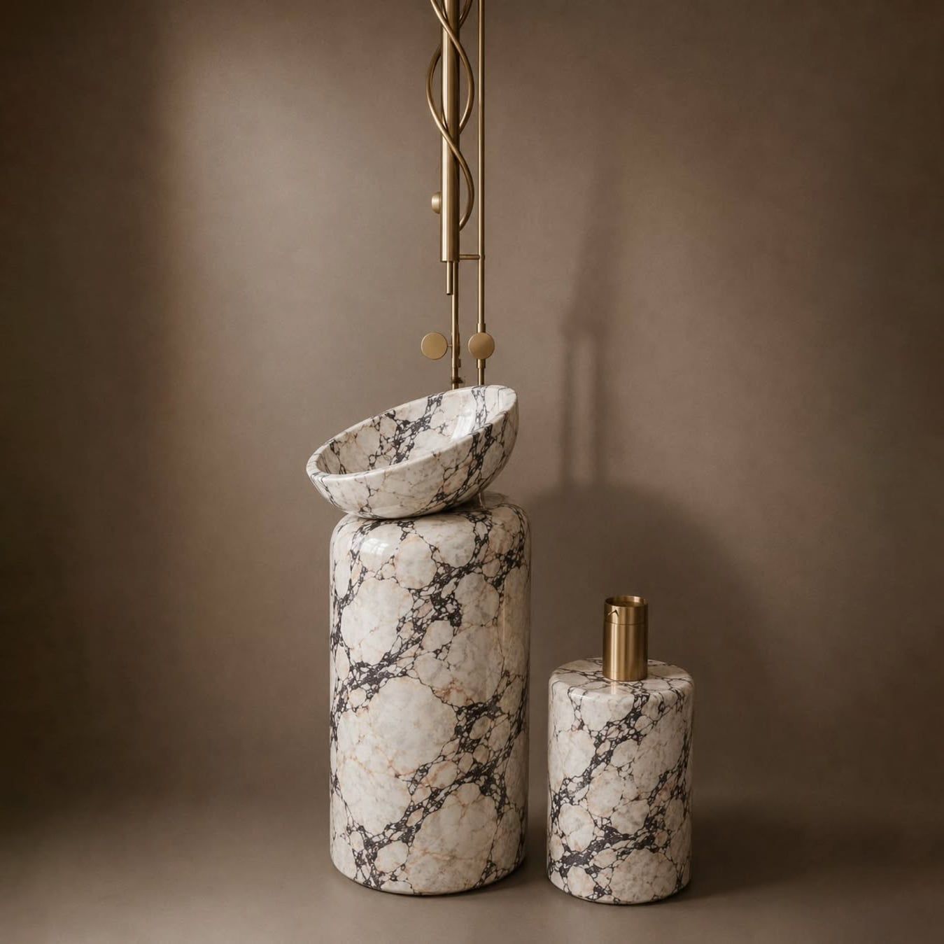  Chậu rửa mặt chân dài bằng đá marble tự nhiên - Lux 