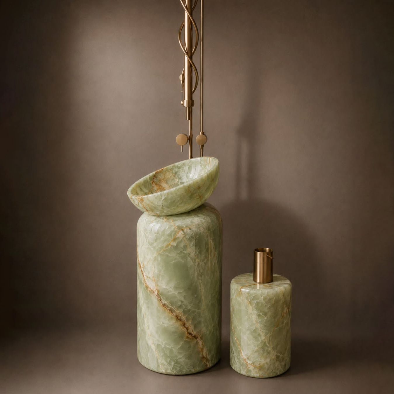  Chậu rửa mặt chân dài bằng đá marble tự nhiên - Lux 