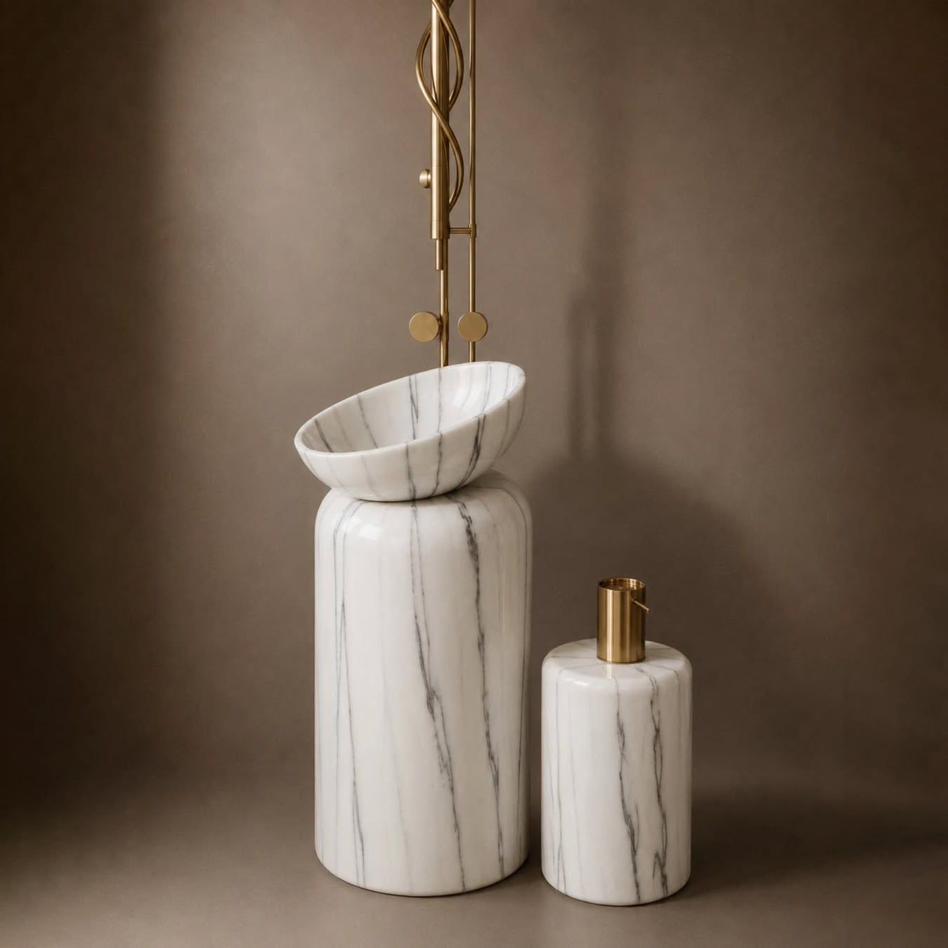  Chậu rửa mặt chân dài bằng đá marble tự nhiên - Lux 