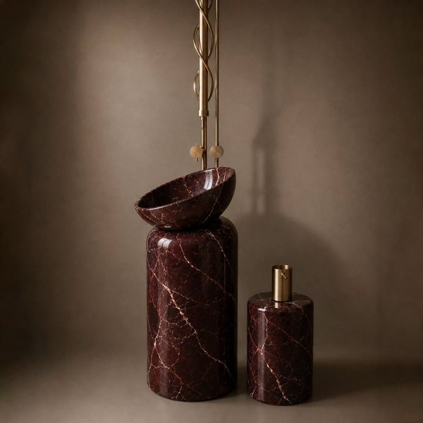 Chậu rửa mặt chân dài bằng đá marble tự nhiên - Lux 