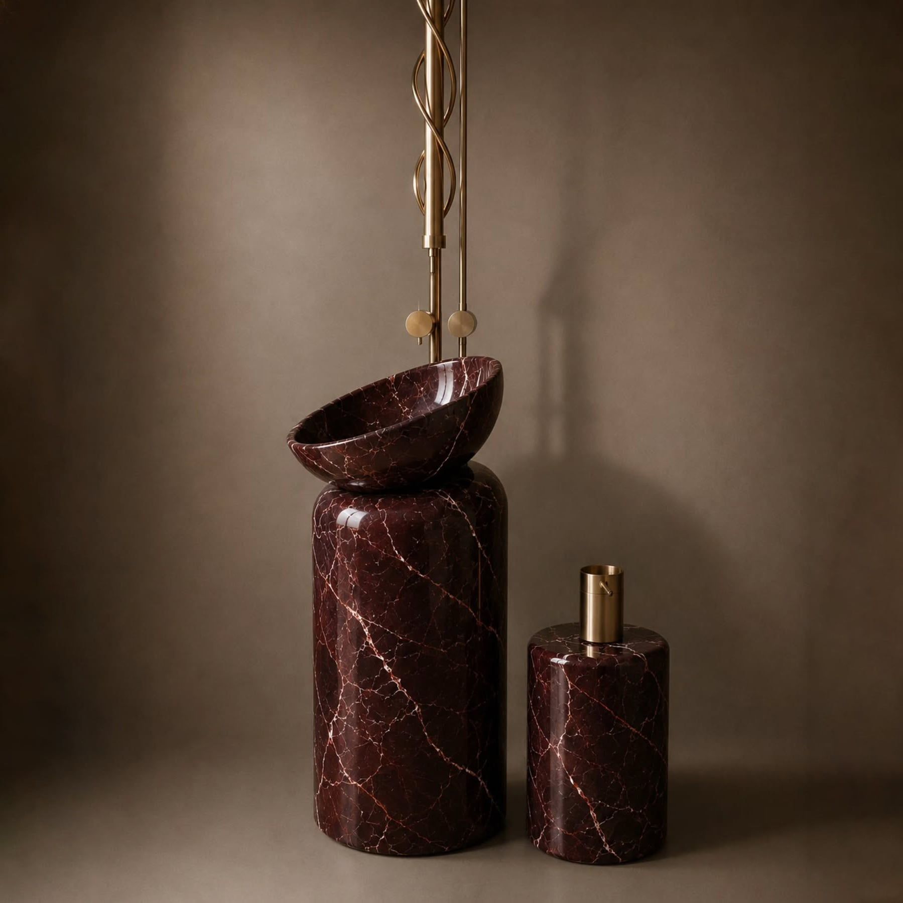  Chậu rửa mặt chân dài bằng đá marble tự nhiên - Lux 