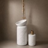  Chậu rửa mặt chân dài bằng đá marble tự nhiên - Lux 