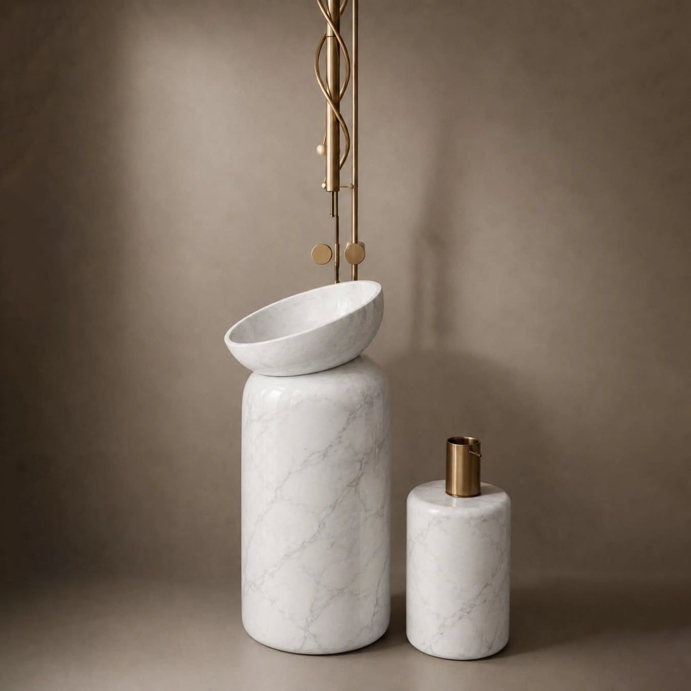 Chậu rửa mặt chân dài bằng đá marble tự nhiên - Lux 