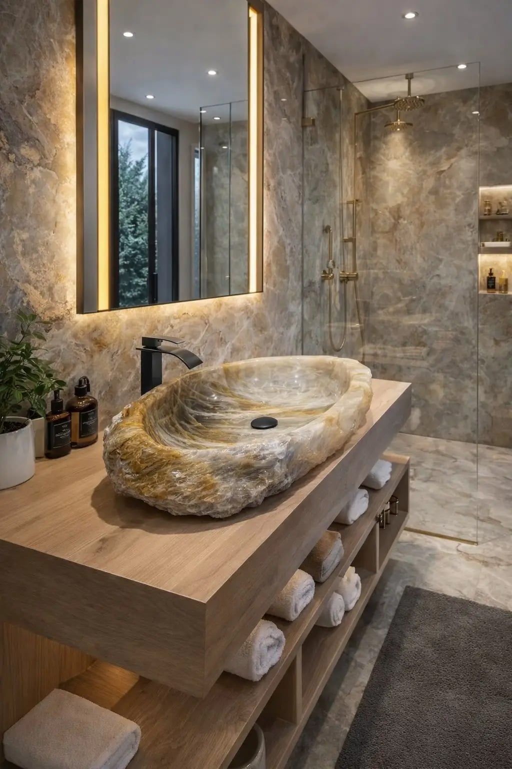  Chậu lavabo đá Crystal tự nhiên - OCHematoid02 