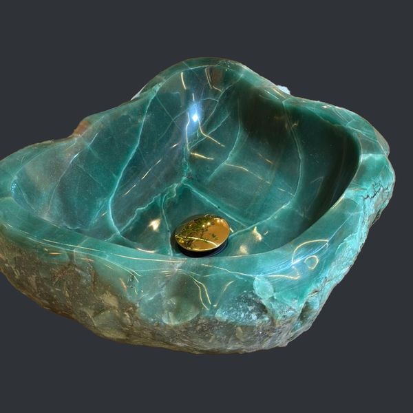  Chậu lavabo đá Verde Quartz tự nhiên - OVQ01 