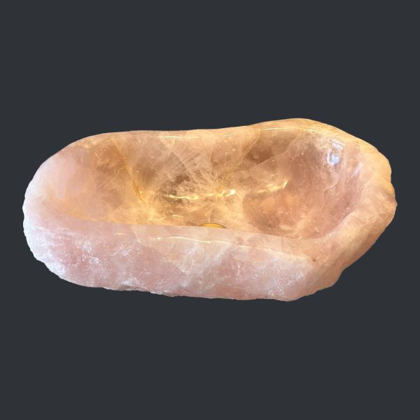  Chậu lavabo đá Rose Quartz tự nhiên - ORQ02 