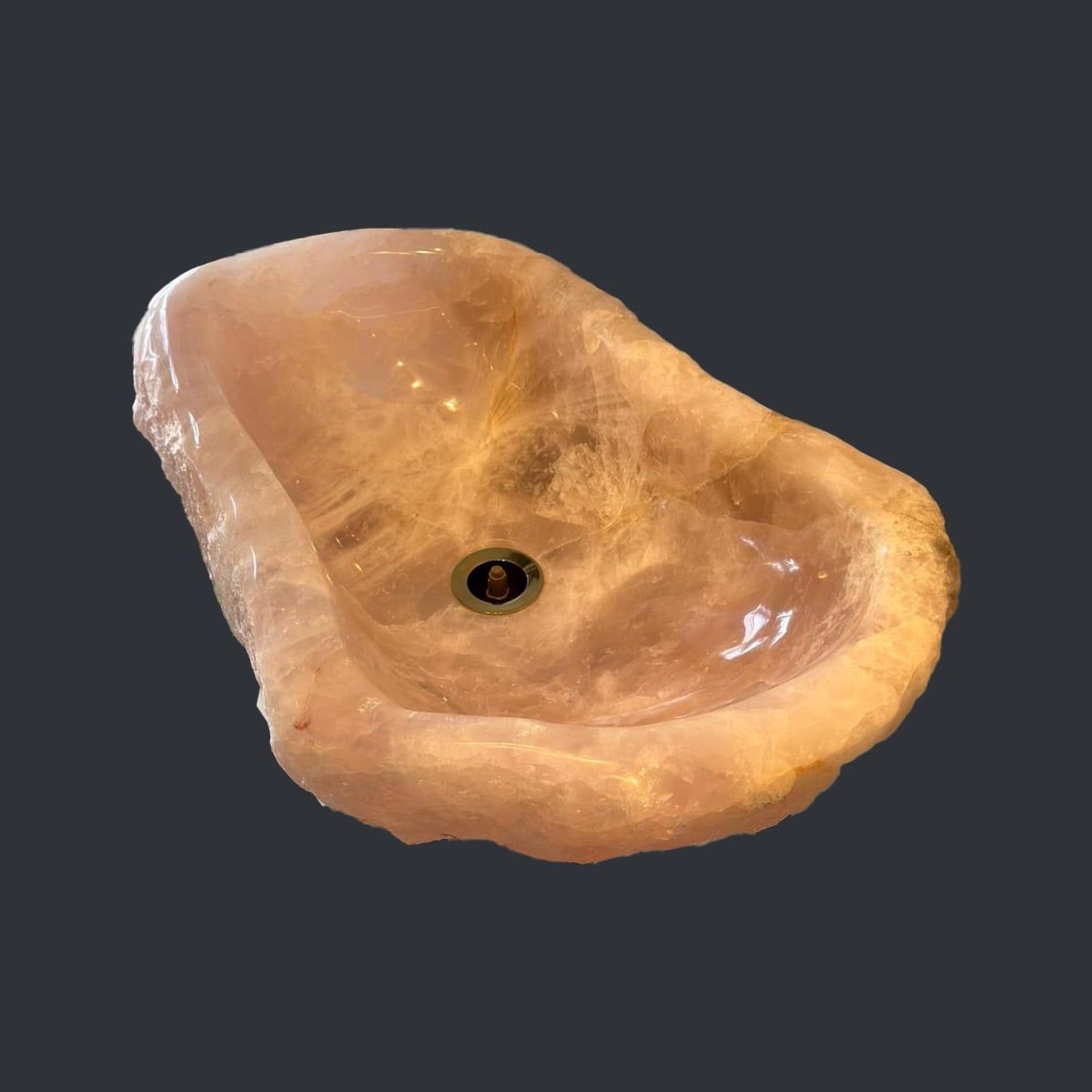  Chậu lavabo đá Rose Quartz tự nhiên - ORQ02 
