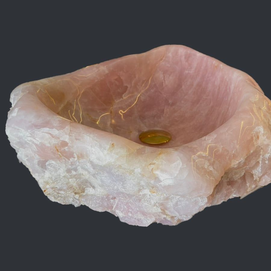  Chậu lavabo đá Rose Quartz tự nhiên - ORQ03 