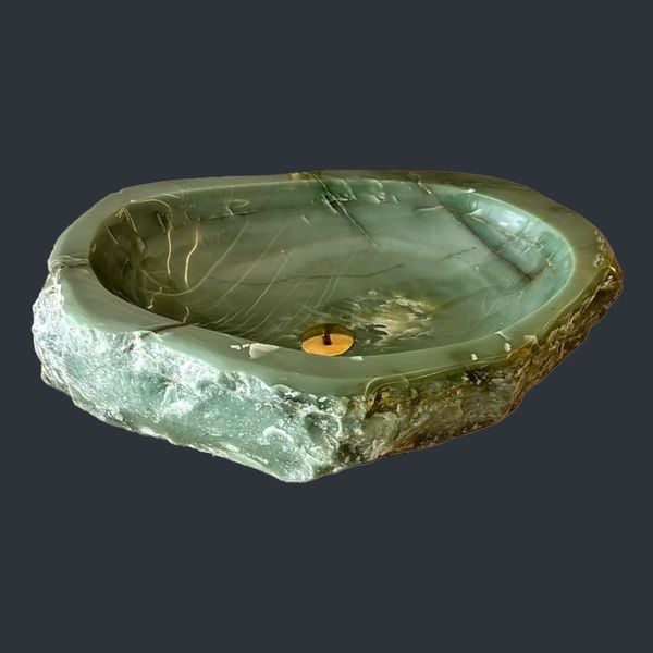  Chậu lavabo đá Verde Quartz tự nhiên - OVQ02 