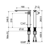  Vòi chậu lavabo cao SS316L Raptor - RAP0052 