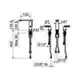  Vòi chậu lavabo 3 lỗ SS316L Raptor - RAP0057 