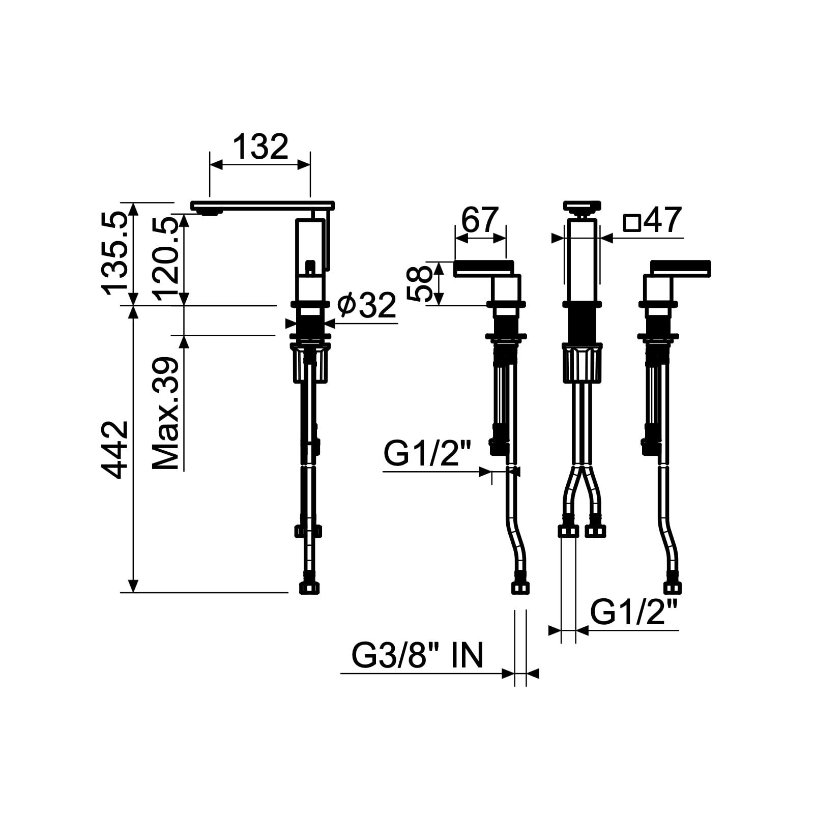  Vòi chậu lavabo 3 lỗ SS316L Raptor - RAP0057 