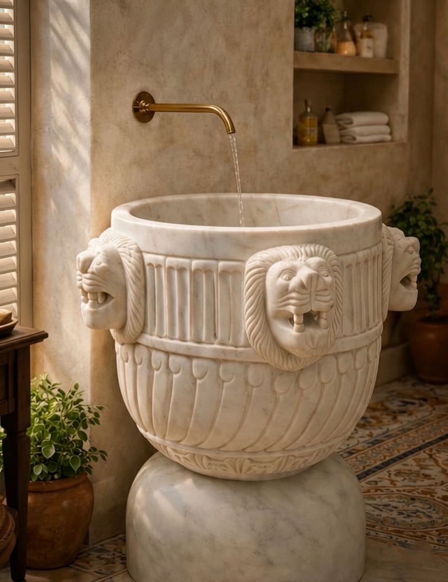  Chậu lavabo đá marble tự nhiên Royal Lion 