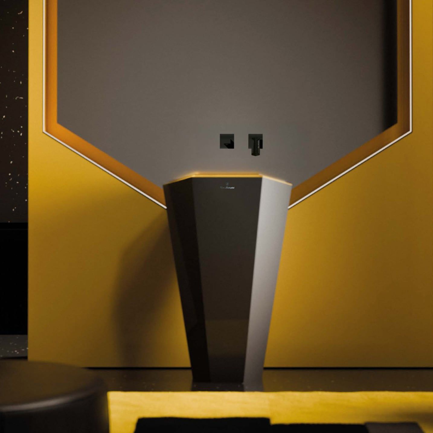  Chậu Lavabo Chân Dài Phong Cách Lamborghini Black Mat / Yellow Mat 