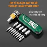  Tua vít đa năng, Xoay 180 độ tích hợp 14 đầu vít Viet Depot 
