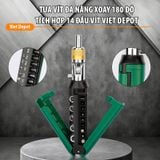  Tua vít đa năng, Xoay 180 độ tích hợp 14 đầu vít Viet Depot 