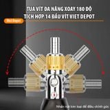  Tua vít đa năng, Xoay 180 độ tích hợp 14 đầu vít Viet Depot 
