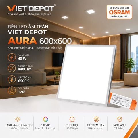  Đèn led panel âm trần Viet Depot 600x600 Chip Led SMD Orsam 