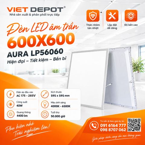  Đèn Led Panel âm trần Viet Depot Aura 600x600 