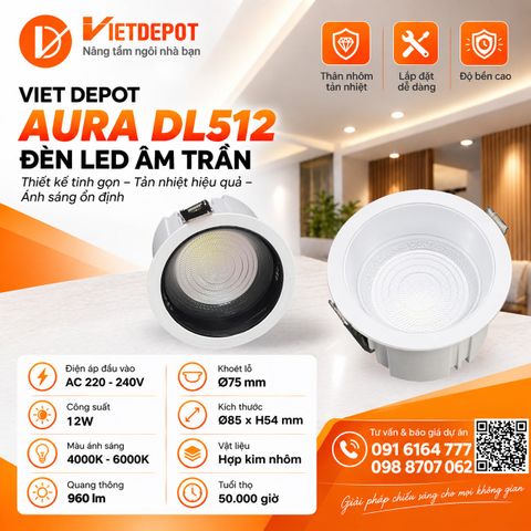  Đèn Led Dowlight  Viet Depot Aura DL512 - 12W 