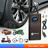  Bơm lốp mini di động cầm tay dùng pin sạc cao cấp màn hình điện tử 