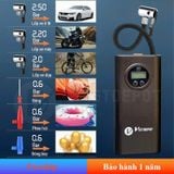  Bơm lốp mini di động cầm tay dùng pin sạc cao cấp màn hình điện tử 
