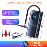  Bơm lốp mini di động cầm tay dùng pin sạc cao cấp màn hình điện tử 