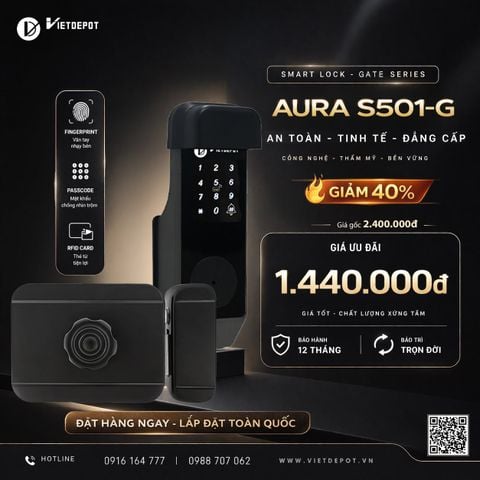  Khóa cửa cổng thông minh Viet Depot Aura S501-G 