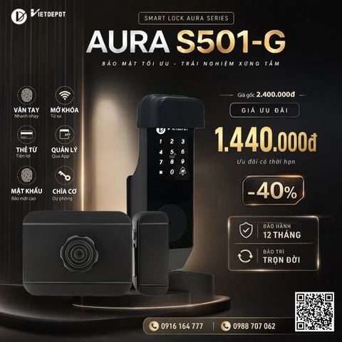  Khóa cửa cổng thông minh Viet Depot Aura S501-G 